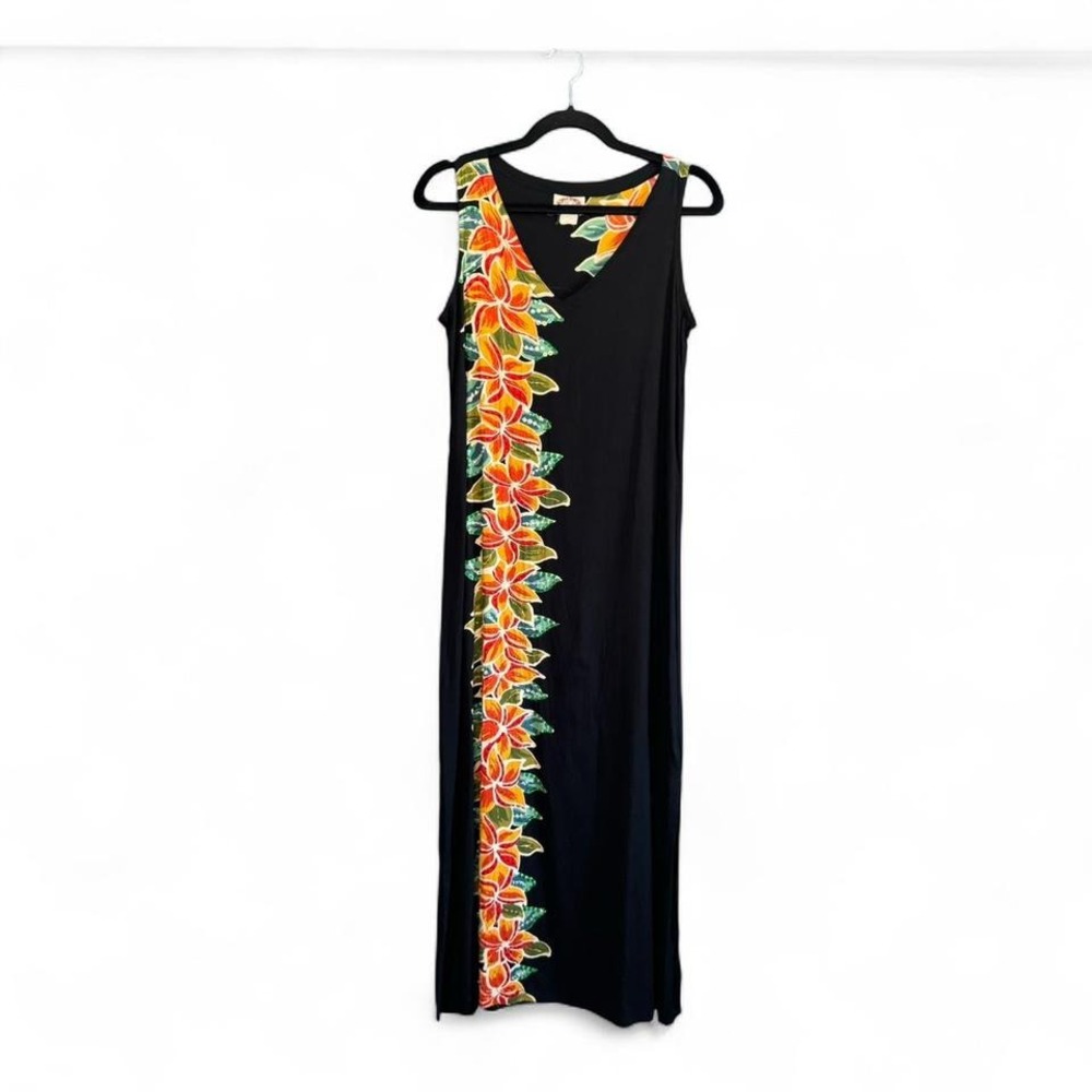 Vintage Maxi Dress Women's Size Medium Peppermint Bay Floral Tropical Sequin 90s